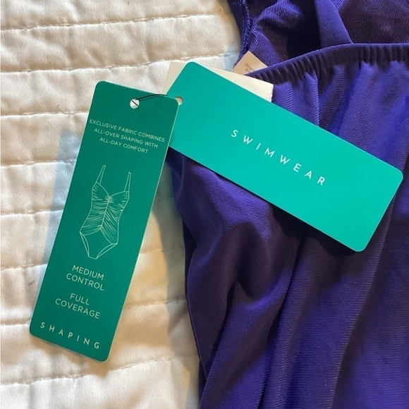 Nwt Shape + Style by Aqua Green Size 8 Angled Skirt Asymmetrical Swim Dress - Picture 4 of 6